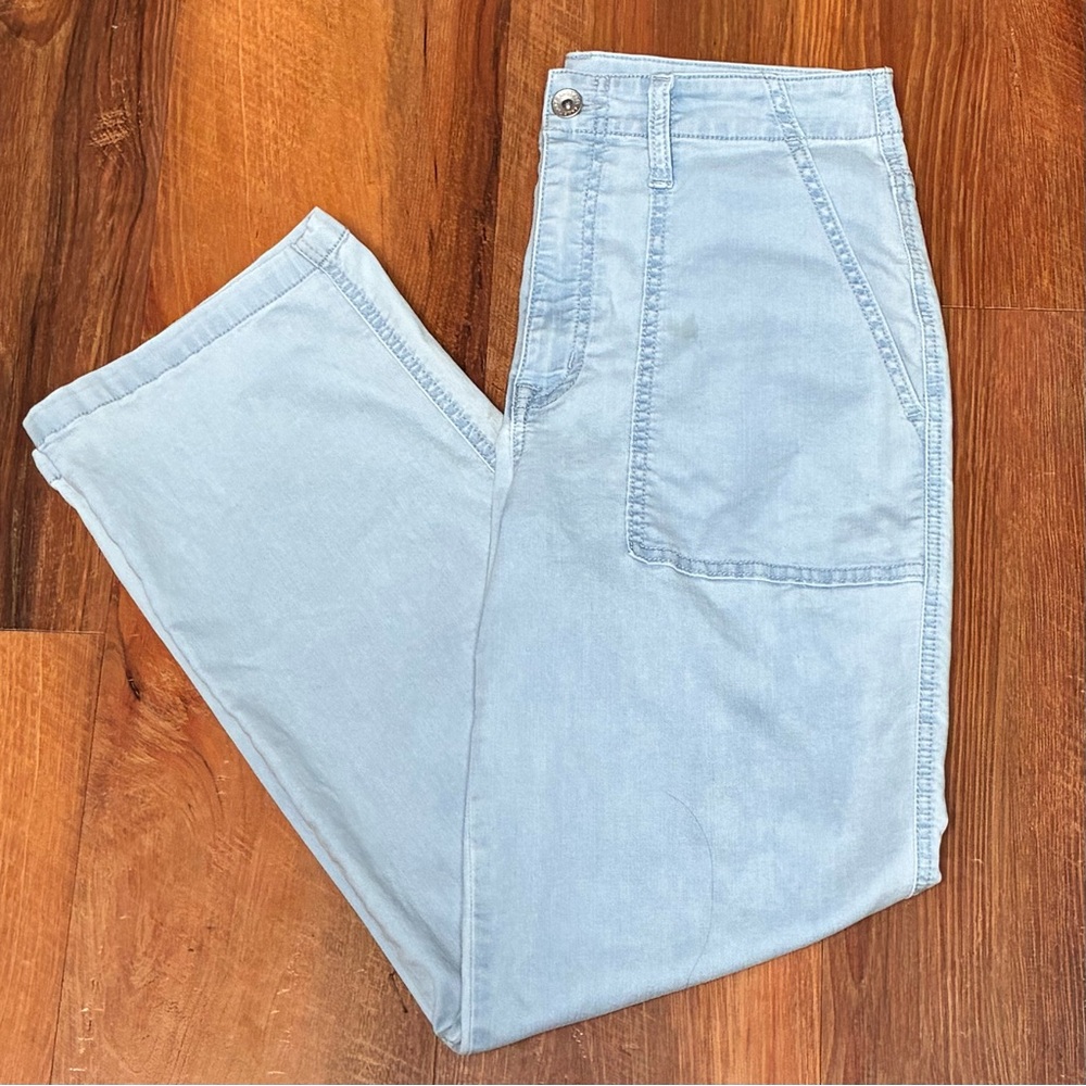 Sanctuary Vacation Crop Wide Leg High Rise Jeans Size 28 Light Blue